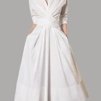 Amazing Solid Strap White Dress
