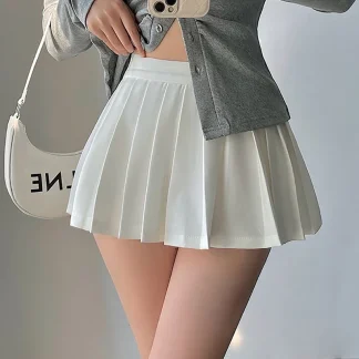 A-line Pleated White Mini Skirt