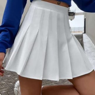 Preppy Style Pleated White Skirt