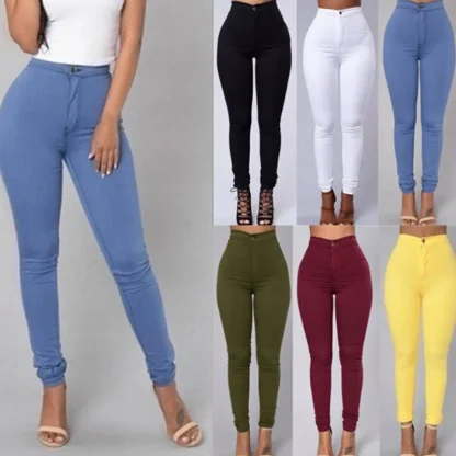 Sexy Long Denim White Pants - Image 3