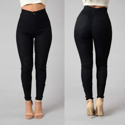 Sexy Long Denim White Pants - Image 2